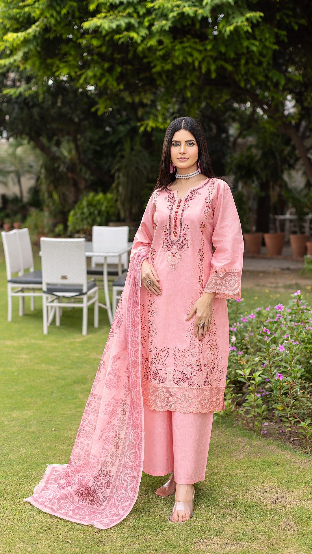 Pink | KHADDAR | Ready to Wear Ensemble | Shirt, Trouser & Dupatta