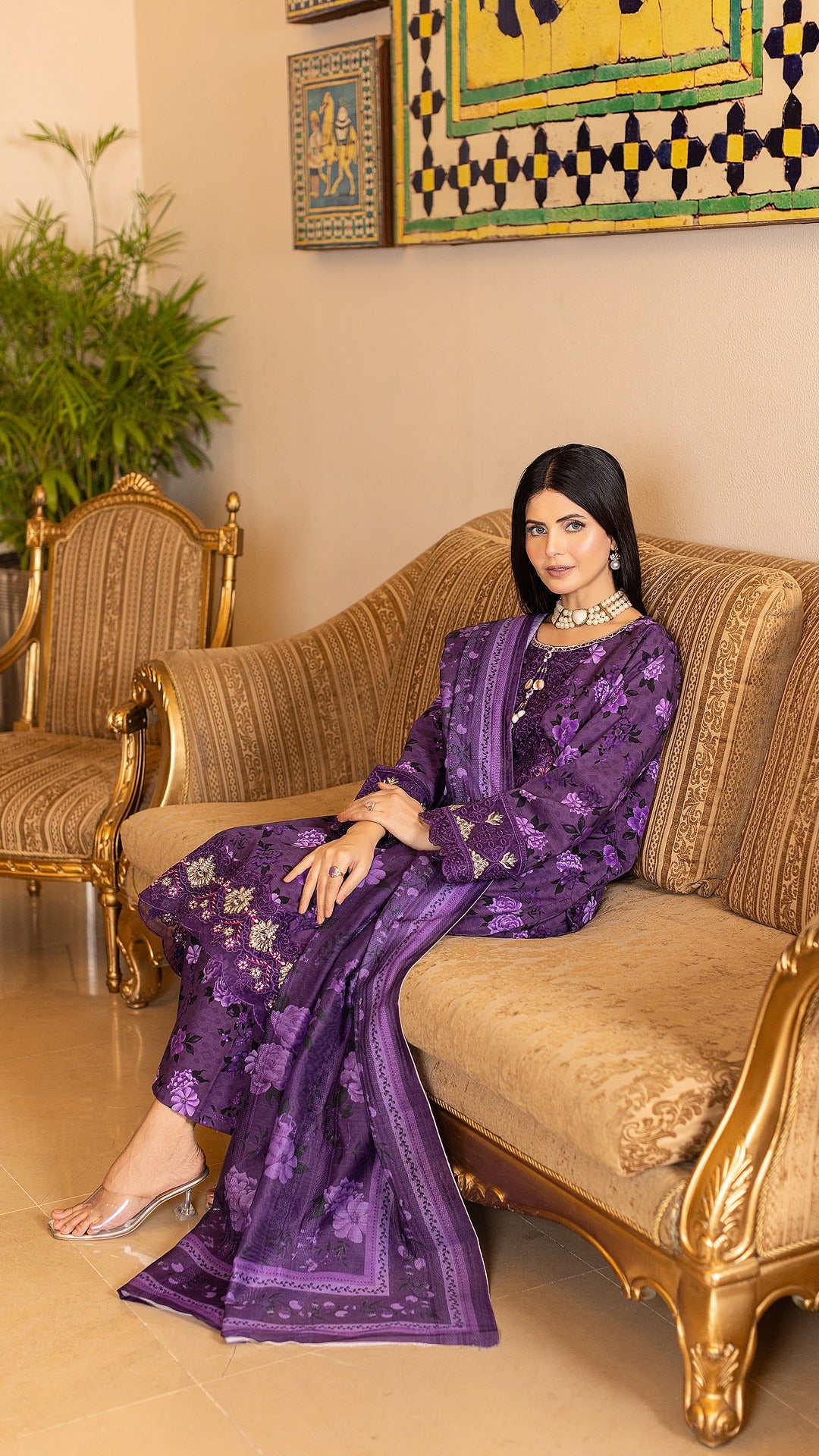 Purple | KHADDAR |3-Piece Ready-to-Wear | SHIRT, TROUSER & DUPATTA