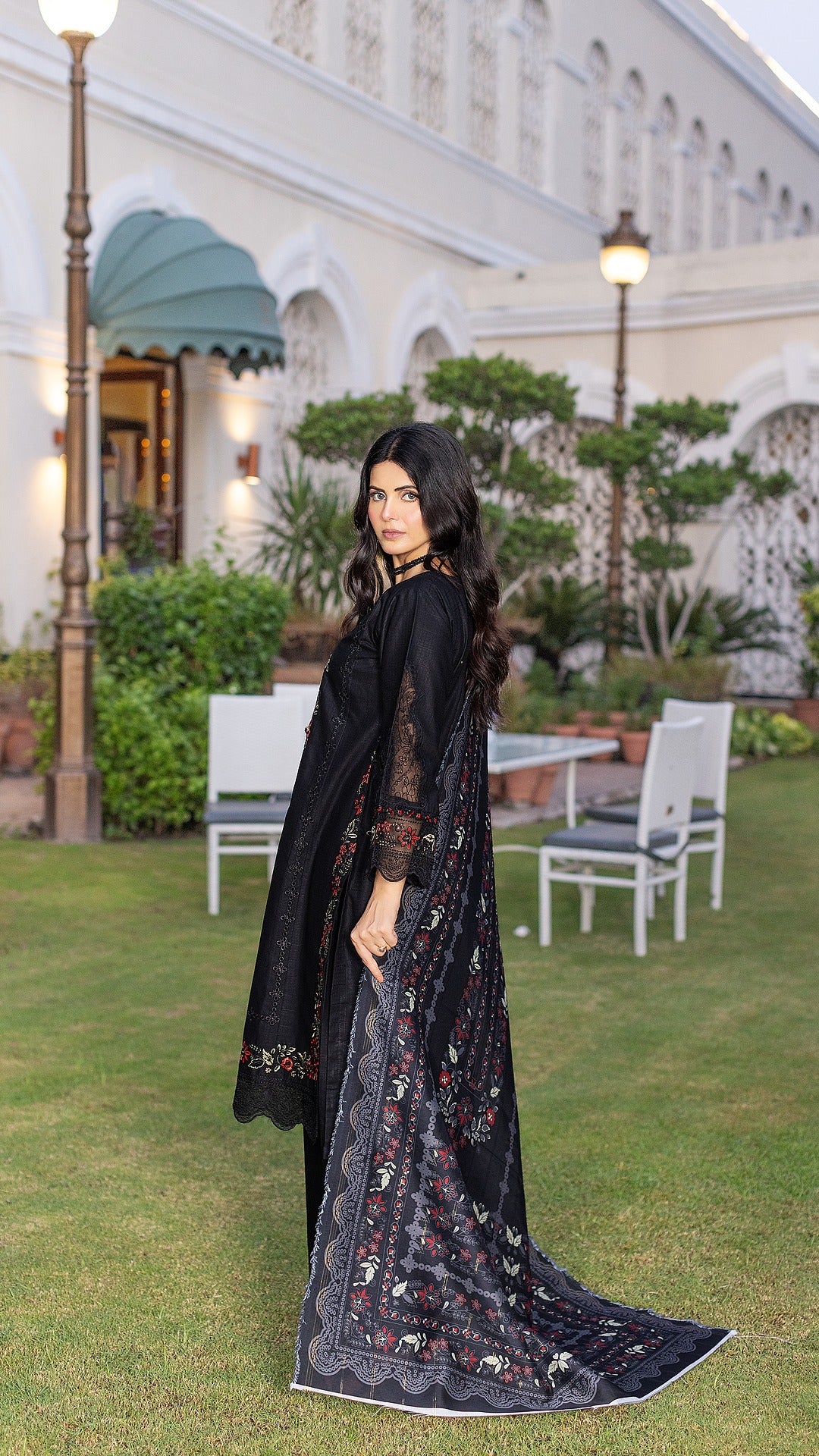 JET BLACK | CAMBRIC COTTON | RTW | SHIRT, TROUSER & DUPATTA