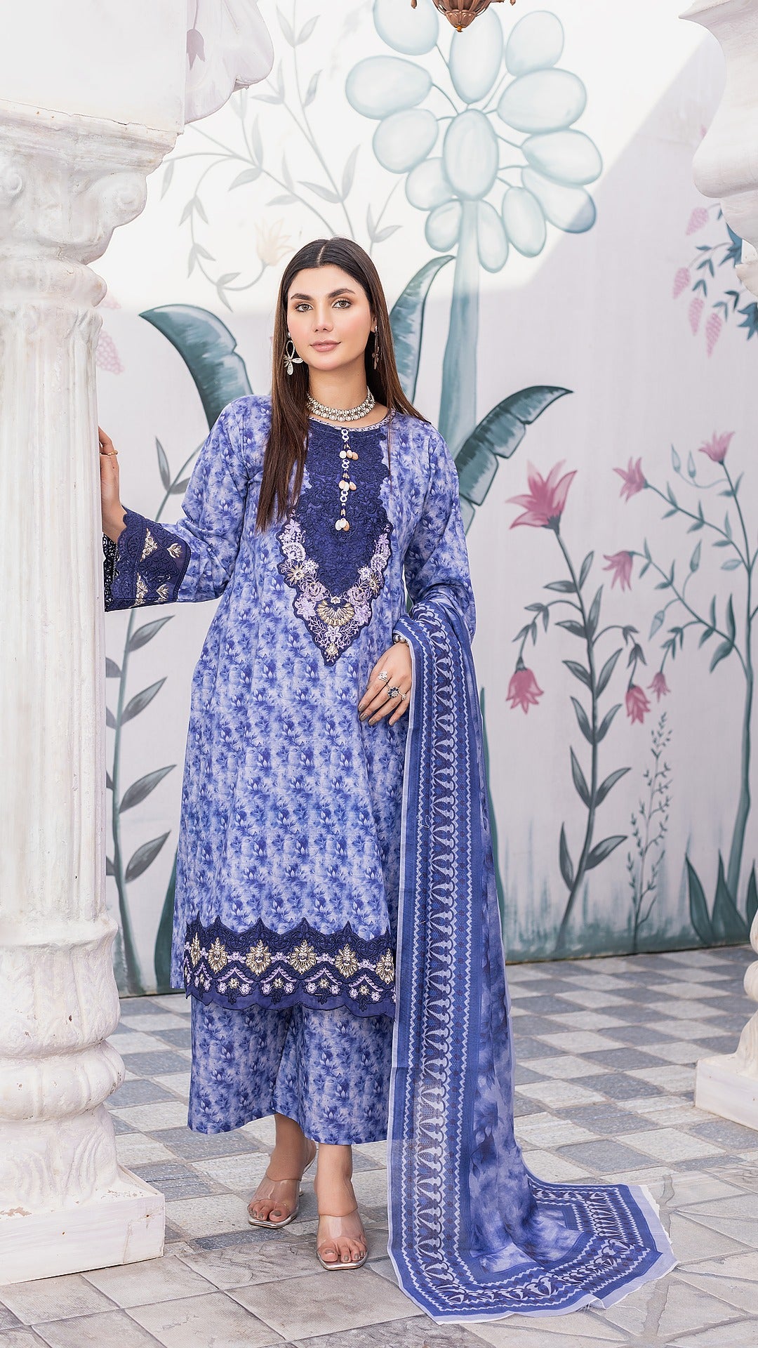 Skyblue Khaddar| RTW | Gracefully Stitched Shirt, Trouser & Dupatta
