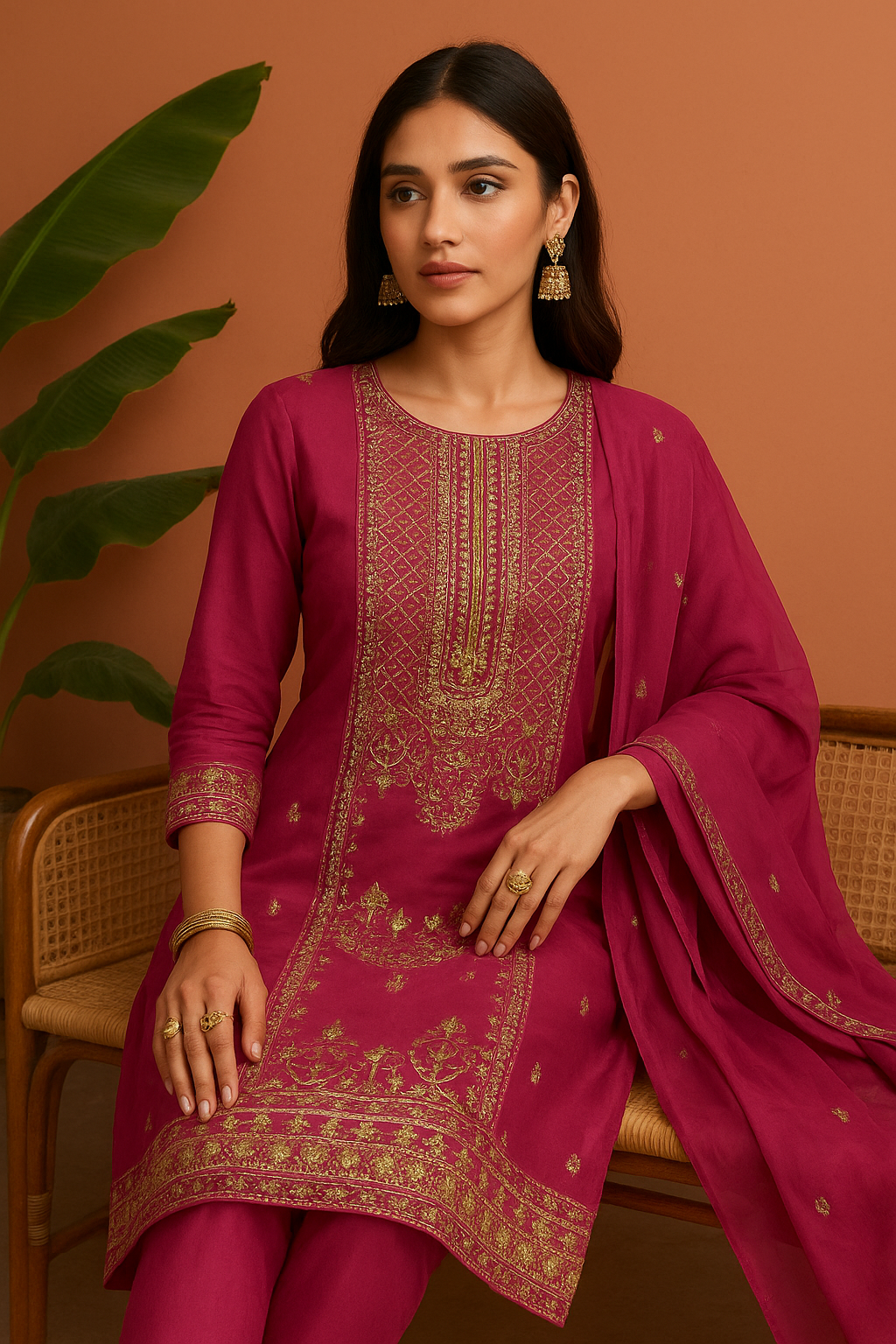 Volume 2:2 , Pink Embroidered Suit with handmade work| 3 Piece Stitched
