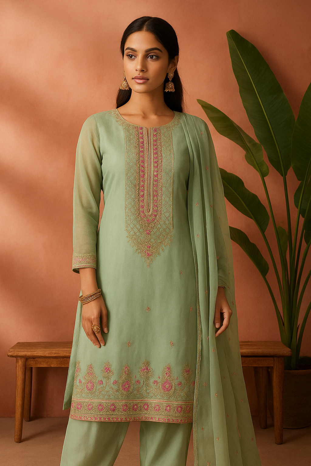 Volume 2:5, Light Sky blue Embroidered Suit with handmade work| 3 Piece Stitched