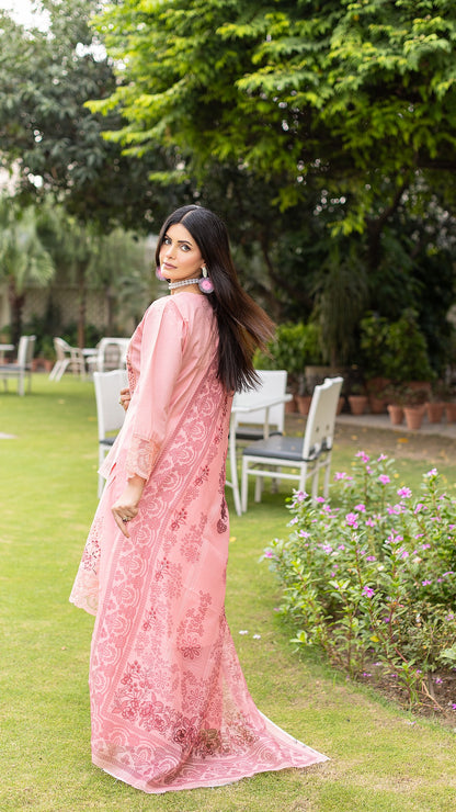 Pink | KHADDAR | Ready to Wear Ensemble | Shirt, Trouser & Dupatta