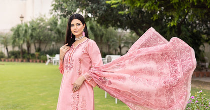 Pink | KHADDAR | Ready to Wear Ensemble | Shirt, Trouser & Dupatta