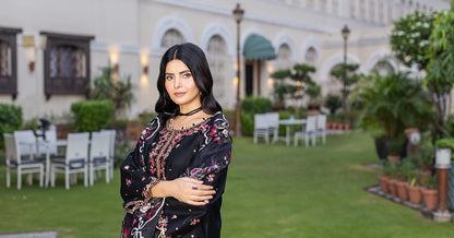 Black | 3-Piece Ready-to-Wear | Cambric Cotton | Shirt, Trouser & Dupatta