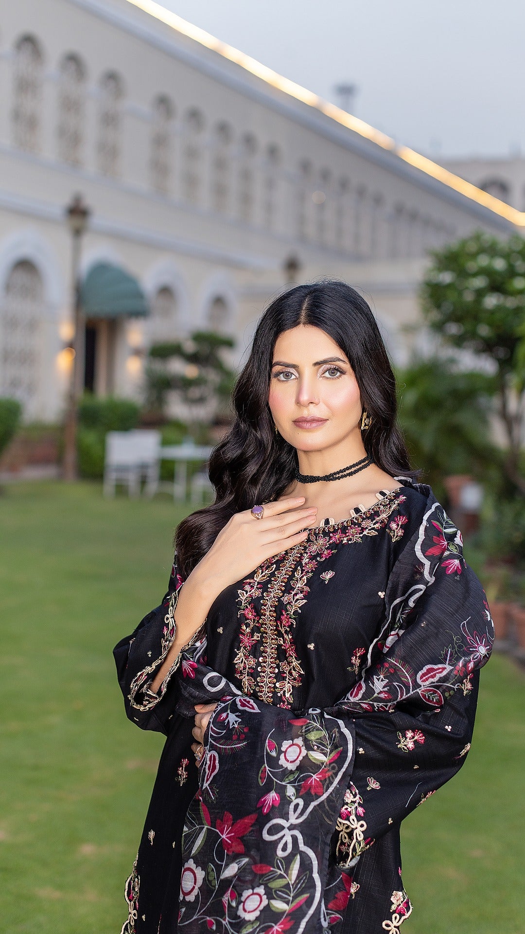 Black | 3-Piece Ready-to-Wear | Cambric Cotton | Shirt, Trouser & Dupatta