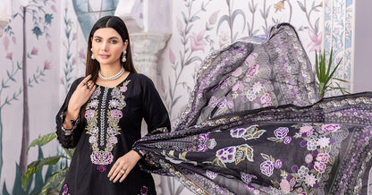 Black RTW Collection | Cambric Cotton | 3-Piece Set: Shirt, Trouser & Dupatta