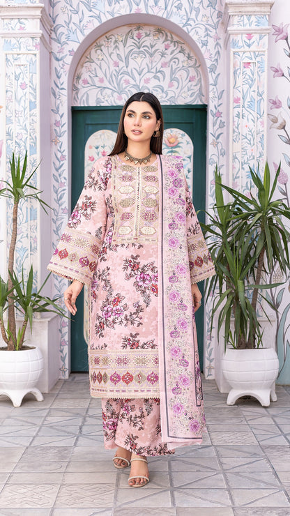 Baby Pink | 3-Piece Ready-to-Wear | Khaddar | Shirt, Trouser & Dupatta