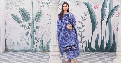 Skyblue Khaddar| RTW | Gracefully Stitched Shirt, Trouser & Dupatta