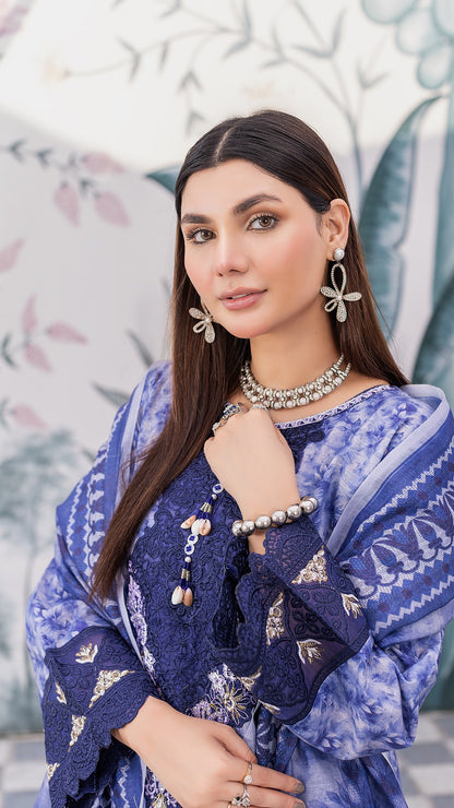 Skyblue Khaddar| RTW | Gracefully Stitched Shirt, Trouser & Dupatta
