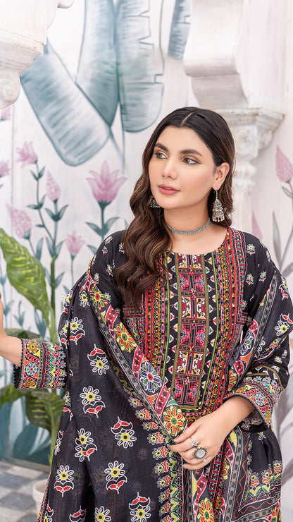 Mix Black 3-Piece Ready-to-Wear | Khaddar | Elegance in Every Thread